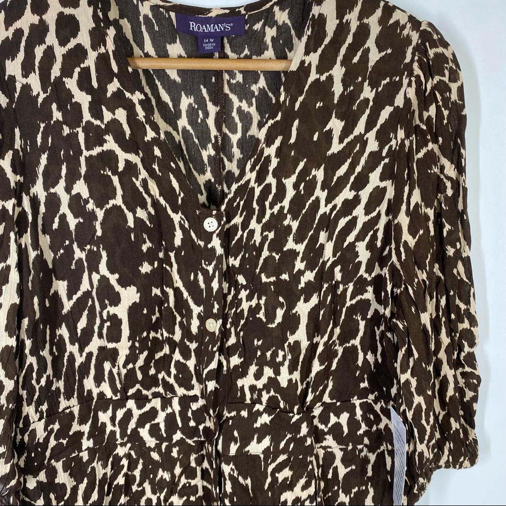 New Roaman’s Animal Print Button Down Dress 14W - Picture 4 of 7